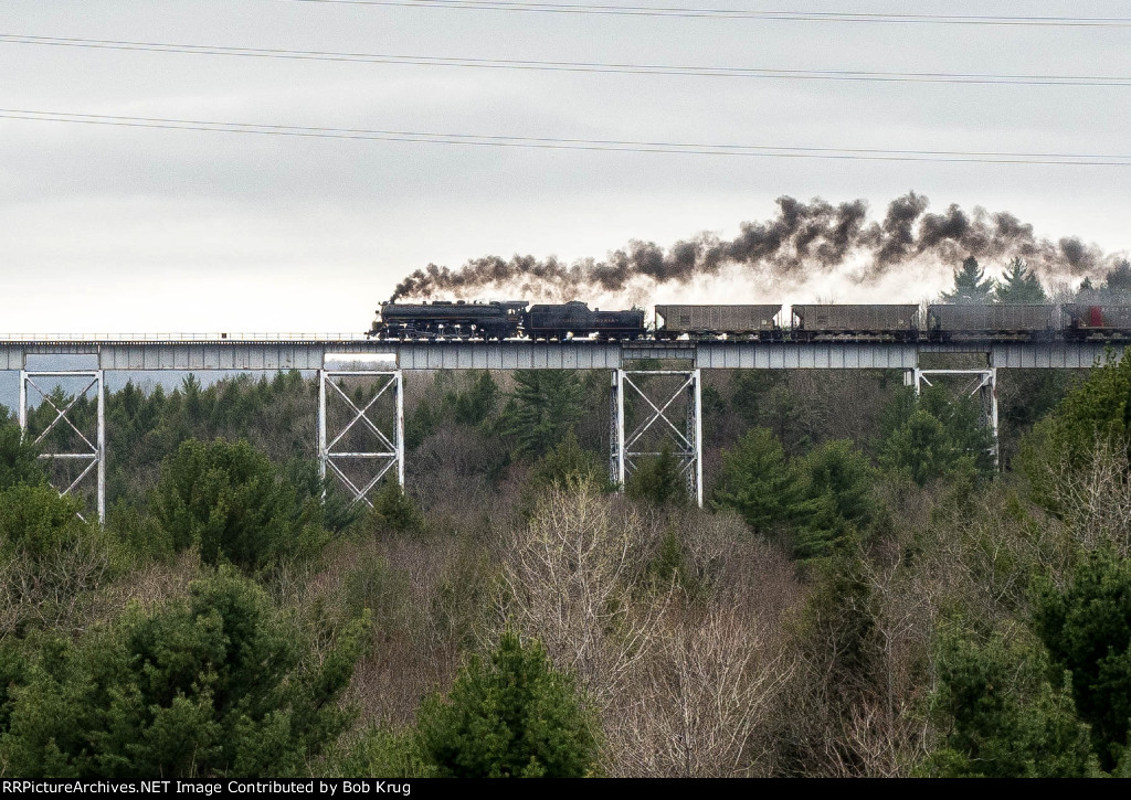 RBMN 2102 rolling eastbound / slight down grade on the Hometown High Trestle